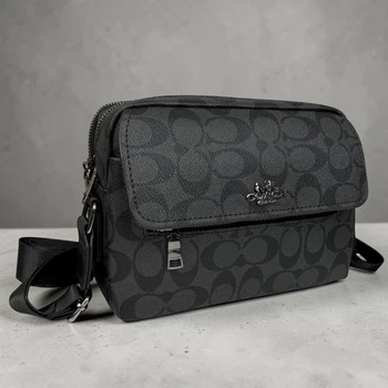 Чоловіча сумка барсетка Coach екокожа сумка на плече для чоловіків стильна сумка чорна