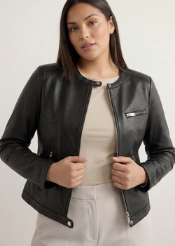 OCHNIK Жіноча шкіряна куртка PLUS SIZE KURDS-0154L-99 XXL чорна