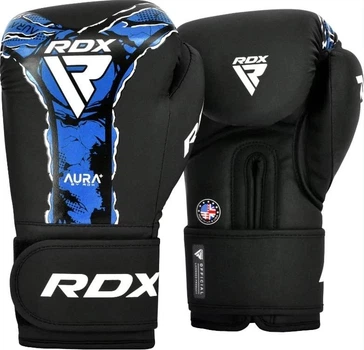 Боксерські рукавиці RDX BOXING GLOVES NEW AURA F17 Чорний, Синій 16 унцій (BGR-F17BU 16)
