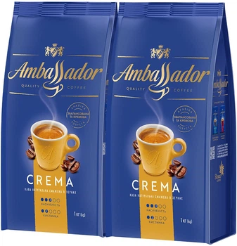 Кава в зернах Ambassador Crema 1 кг х 2 шт (8721077550008)