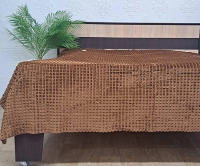 Покривало велюр без упаковки 180х220 Коричневий (1627)