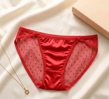 Ніжні жіночі трусики сліпи напівпрозорі з бантиками Honey Fashion Accessories S червоний (2-108)