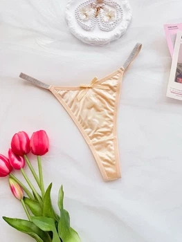 Жіночі трусики стрінги з блискучими лямками Honey Fashion Accessories M/L світло-жовтий (2-111)