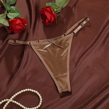 Жіночі трусики стрінги з регуляторами та бантиком Honey Fashion Accessories S/M коричневий (2-113)