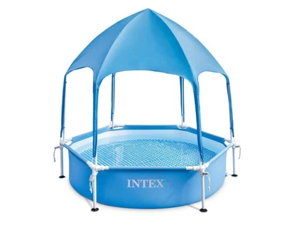 Шестиугольный каркасный бассейн Intex 28209 с навесом, 183x38см 700л.