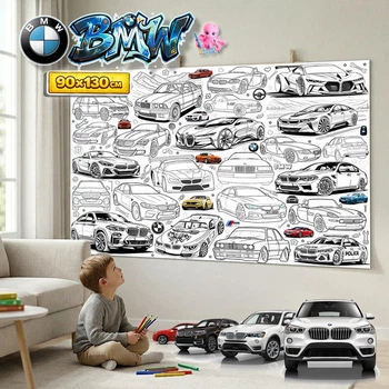 Велика розмальовка BMW – БМВ гігантський постер з автомобілями 90*130см