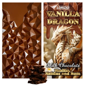 Крафтовый шоколад молочный с изюмом, ванилью и ромом "VANILLA DRAGON"