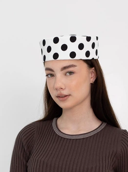 Шляпа таблетка коттоновая в горох D.Hats цвет белый