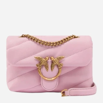 Torebka crossbody damska ze skóry naturalnej mała Pinko Love Puff Baby 100040A0F2 P26Q Różowa (800070357052)