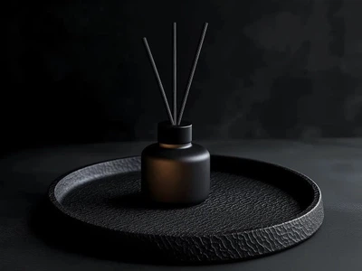 Декоративна пластикова тарілка з текстурованною текстурою з каменю Obsidian Trinket Tray (00011) Чорна
