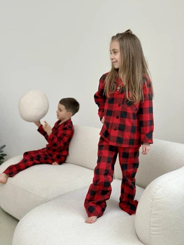 Дитяча тепла піжама з фланелі “Holly Jolly” (сорочка і штани) COSY 116 Червоний (cosy4834124)