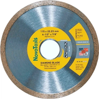 Алмазний диск 115 5х22,23 Standard сплошной NovoTools 50 шт (017402)