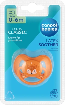 Пустышка латексная круглая Canpol babies Cute animals 0-6 месяцев (22/593_new Оранжевый)