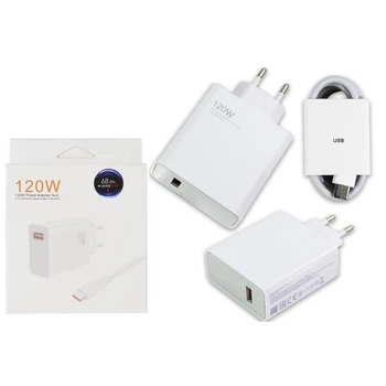 Сетевое зарядное устройство 120W Quick Charge No Logo + кабель USB-A to Type-C 6A Белый