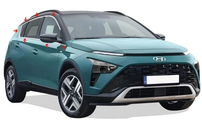 Полный комплект окантовки окон (14 шт, нержавейка) для Hyundai Bayon 2021- гг