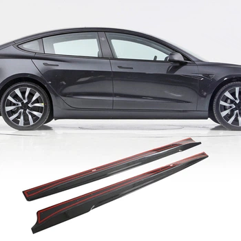 Накладки на пороги V1 (2017-2023, Карбон) для Tesla Model 3 2017- гг