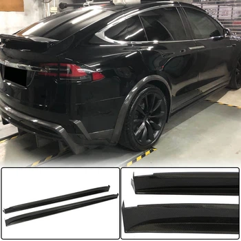 Накладки на пороги (2015-2021, Карбон) для Tesla Model X 2015- гг