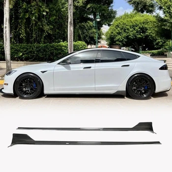 Накладки на пороги (2021-2026, Карбон) для Tesla Model S 2012– гг