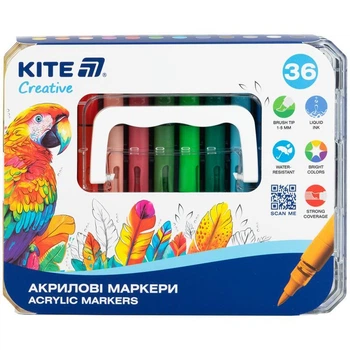 Набор маркеров Kite Creative 36шт. акриловые с жидкими чернилами K-1163