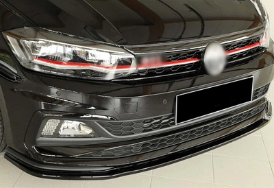 Передний сплиттер DPT V-1 (для GTI, Черный Глянец) для Volkswagen Polo 2017- гг