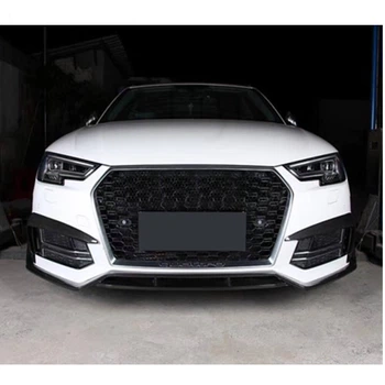 Накладка на передній бампер Lip V2 (для S-Line Sedan 2015-2019, Карбон) для Ауді A4 B9 рр