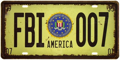 Металлическая табличка "FBI 007 (America)" (ms-001069)