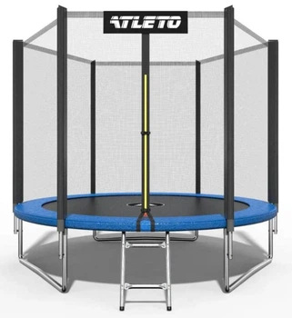 Батут детский Atleto 312 см синий с внутренней сеткой и лестницей до 150 кг (76-167-20001001)