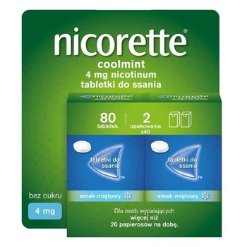 Nicorette Никоретте Coolmint 4 мг пастилки для рассасывания от курения, никотинозаместительная терапия, 80 шт
