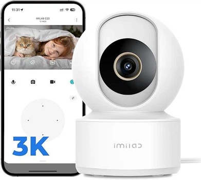 IMILAB C22 внутрішня WiFi камера безпеки 2.5K FHD 360°, нічне бачення, двосторонній звук, біла