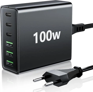 Зарядний пристрій USB-C 100W, 6-портовий швидкий адаптер для смартфонів і планшетів