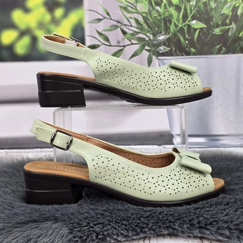 Босоножки женские Trendy мятные на низком каблуке 38р (25,2 см) 8405