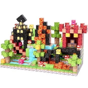 Магнітний конструктор Minecraft Чорна фортеця дракона 100 кубиків, набір блоків майнкрафт для дітей STEM розвиток