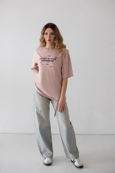 Футболка женская "Oversize" АвексТекс 09-2953-83Н 48 персиково-бежевый