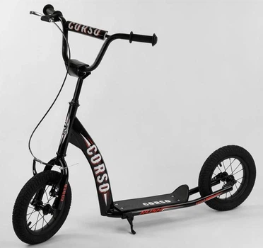 Детский прогулочный самокат Corso Rush CR-T 5656 колеса надувные 12" ручной тормоз от 3-х лет (i7-86797)