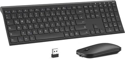 Комплект беспроводной клавиатуры и мыши Seenda 2.4G аккумуляторный тонкий QWERTZ (без укр\рус раскладки)