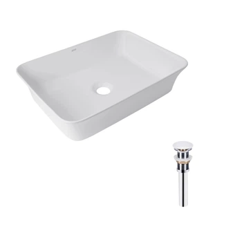 Раковина накладная 490х350х110 мм Qtap Virgo White + Донный клапан PU02