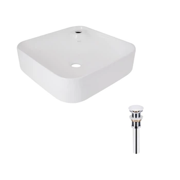 Раковина накладная 430x430x125 мм Qtap Stork White + Донный клапан PU02