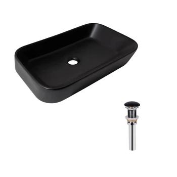 Раковина накладна 550х390х120 мм Qtap Scorpio Matt Black + Донный клапан PU03