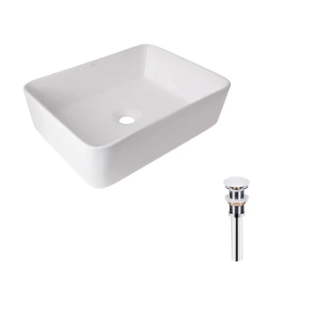 Раковина накладная 480х370х135 мм Qtap Tern White + Донный клапан PU02