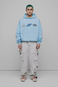 Чоловіче блакитне худі Oversized Multi Logo H GOTS Preach S 206270
