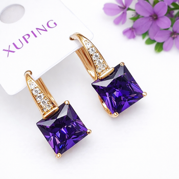 Сережки Xuping довжина 1.9см ширина 9мм медичне золото позолота 18К с1400