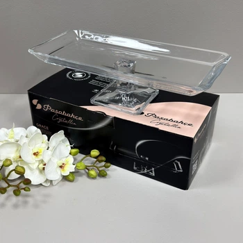 Блюдо на ножке стеклянное прямоугольное 29,6х14,7х8 см Crystallin Pasabahce Grace 95462