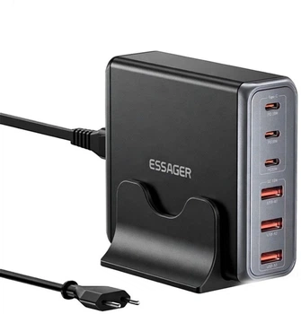 Сетевое зарядное устройство ESSAGER Engine 85W Desktop Charging Station GAN 3C+3A Multi-Port Fast Charger (EZC85W-SXB0G-Z)