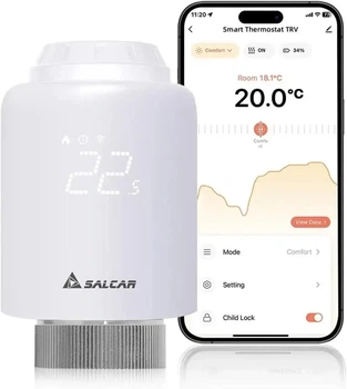 Термостат радіаторний SALCAR TRV601 WiFi розумний терморегулятор для радіатора