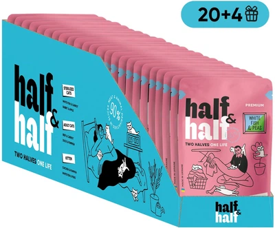 Промонабір вологого корму Half&Half для кошенят шматочки з білою рибою та горохом у желе 85 г х 24 шт (2700000065761)