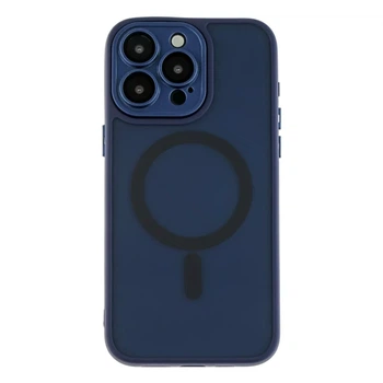 Чехол TPU+PC Magnetic Matte для iPhone 12 Pro с MagSafe защита камеры темно-синий
