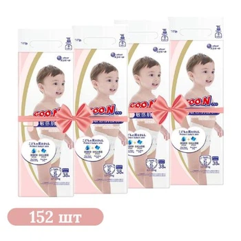 Детские подгузники 152 шт Goo.N Plus размер XL (12-20 кг)