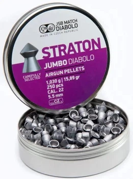 Кулі JSB Straton Jumbo 5.5 мм (1.03 г) 250 шт, конічні, для PCP та переломок, Чехія