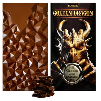 Шоколад молочний Lorizio з родзинками, імбирем та ромом "GOLDEN DRAGON" 100 г
