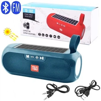 Портативна колонка TG-182 Bluetooth 5 Вт х 2 FM-радіо, сонячна панель, USB, TF, AUX, Hands Free, для Android та iOS, синя